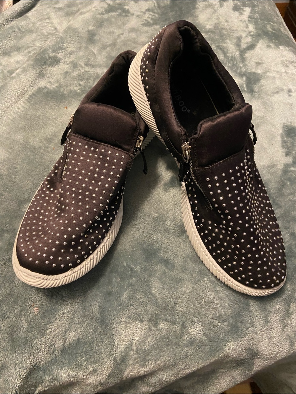 BAMBOO Black Studded Casual Slip-On Shoes Womens